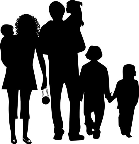 family silhouette png|family of 6 silhouette images.